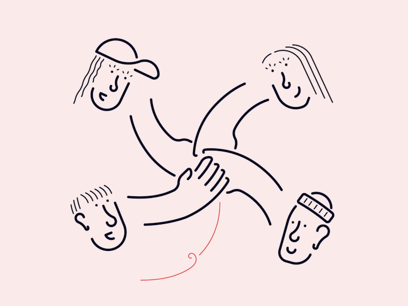 illustrasjon med folk som holder hender